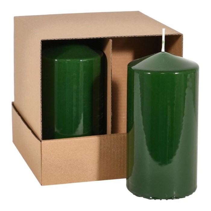 CANDELA MOCCOLO SMALTATA H.150XD.75 MM. VERDE SCURO